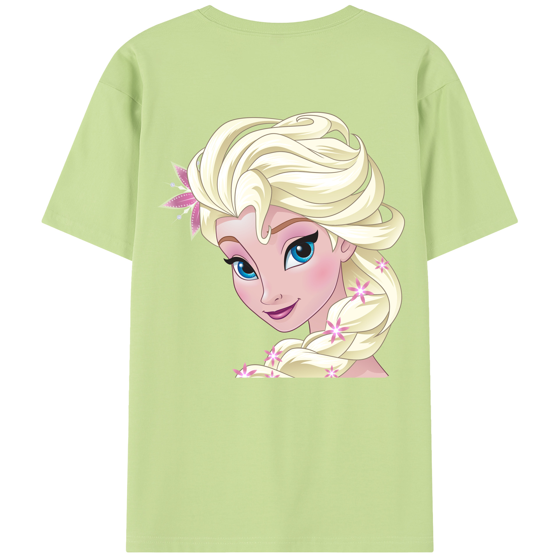 （画像用） アナと雪の女王 アンナ エルサ Frozen Anna Elsa 綿100％半袖Tシャツ（背面プリント）